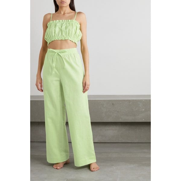 메종 에센티엘르 코튼 리넨 블렌드 크롭 가더드 캐미솔 36856120585516853