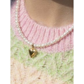 heart locket pearl necklace (2colors)