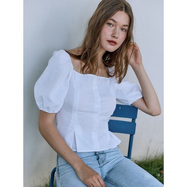 HACIE BUSTIER PUFF-SLEEVE TOP [WHITE]