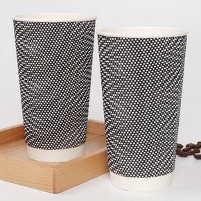 20온스 한결 종이컵 그레이 600ml 단열 리플컵 웨이브컵 25개
