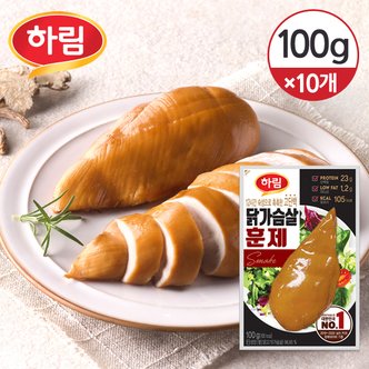 하림 [냉장] 하림 닭가슴살 훈제 100g 10개