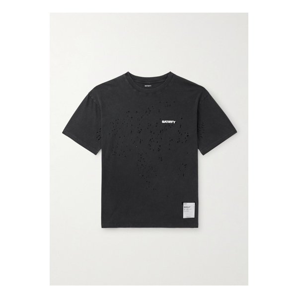 로고 프린트 디스트레스드 MothTech 코튼 저지 티셔츠 46376663162896044