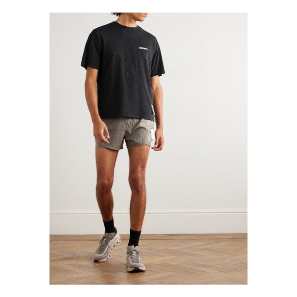 로고 프린트 디스트레스드 MothTech 코튼 저지 티셔츠 46376663162896044