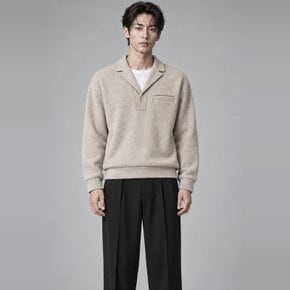 남성 울혼방 테일러드 카라 니트 풀오버 겨울 래글런 스웨터 CXS26WKKTA13 BEI