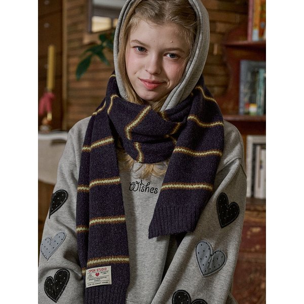 코코 스트라이프 머플러 네이비