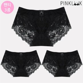 메이 시스루 레이스 여성팬티3P 블랙_P364240253