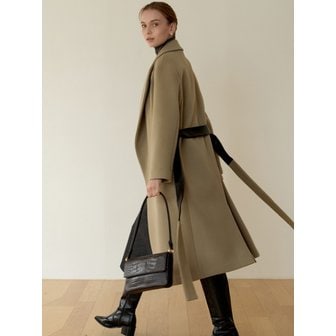 드팜므 CASHMERE LEATHER BELTED COAT