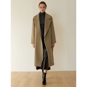 CASHMERE LEATHER BELTED COAT