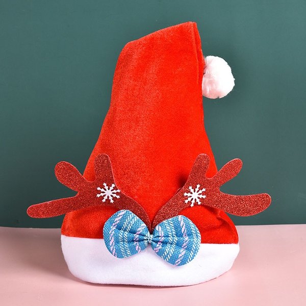 빨간 사슴뿔 리본 산타모자