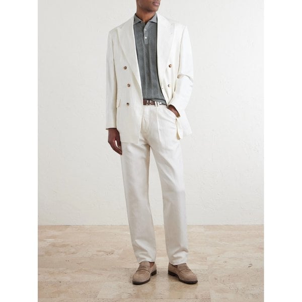 브루넬로쿠치넬리 스트라이프 포인텔 니트 코튼 폴로 셔츠 46376663163115427