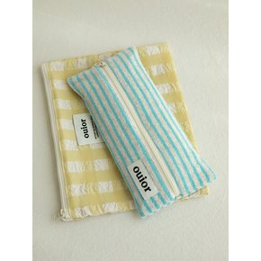 flat pencil case_terry stripe blue (middle zipper)