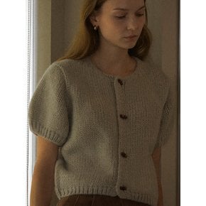 Toggle alpaca half sleeve cardigan_Gray