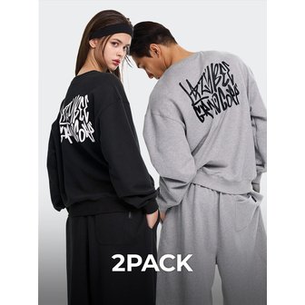 레이지비 [2PACK] 시그니처 그래피티 루즈핏 맨투맨 데일리 긴팔 스웨트셔츠 W (2컬러)