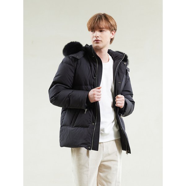 Fox Fur Goose Down Jumper_Black