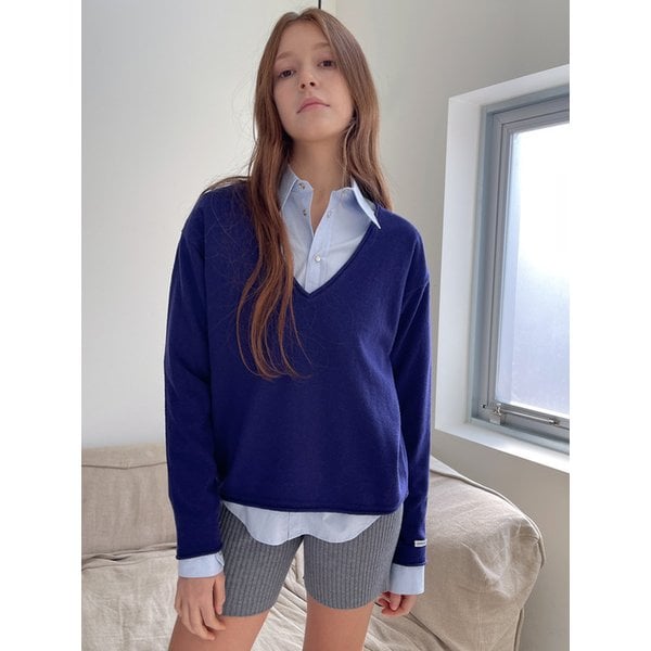 Rolling Deep V-Neck Knit _Purple Navy