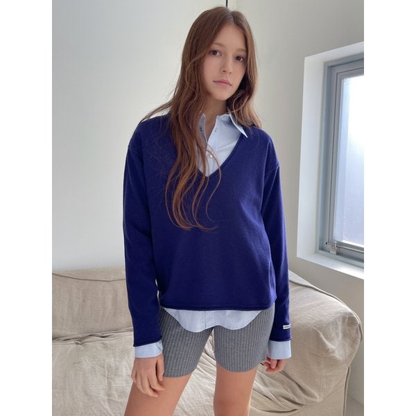 Rolling Deep V-Neck Knit _Purple Navy