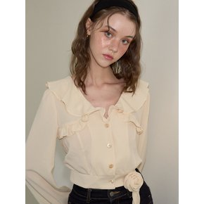 Corsage Point Ruffle Collar Blouse_ Ivory