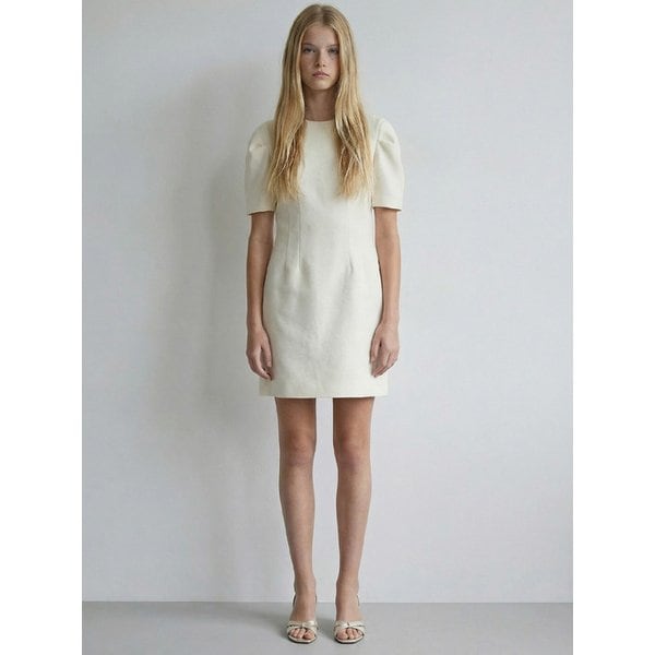 퍼프슬리브 피치 드레스_CREAM