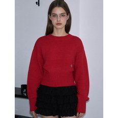 Basic Crop Knit  [Rose Red]