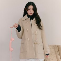 HAIRY DUFFLE HALF COAT BEIGE