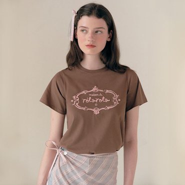 로라로라 VINTAGE LOGO HALF T-SHIRT BROWN