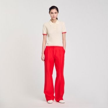 산드로 [25SS 시즌오프 30%] 배색 라인 폴로 니트 SF25S3FRP1591