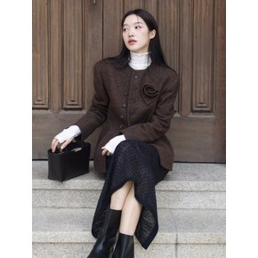 CORSAGE CLASSIC ROUND-NECK JACKET_BROWN