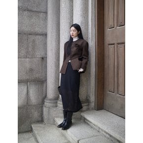 CORSAGE CLASSIC ROUND-NECK JACKET_BROWN