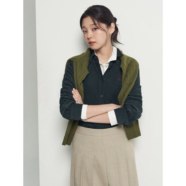 코듀로이 슬림핏 셔츠  그린 (BF5964C05M)