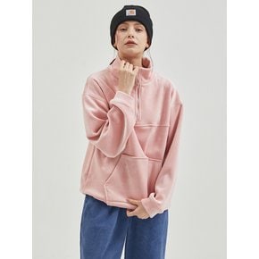 Velvet High Neck Zip-up MTM Pink