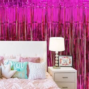 반짝이 파티 커튼 핑크 레드 은박 용품 홈 포토존 벽