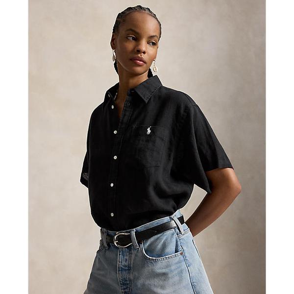 여성 오버사이즈핏 리넨 숏 슬리브 셔츠(WMPOSHTNDO21188001)