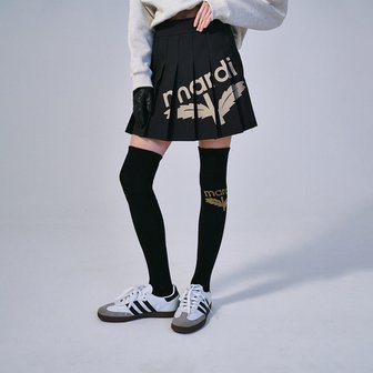 Mardi Mercredi Actif [마르디메크르디악티프]PLEATS MINI SKIRT BLOOMMARDI PRINTED_BLACK BEIGE/ AFK33VSK002BKBE