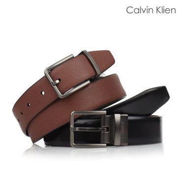 Calvin Klein ACC 캘빈클라인 로고 남성 양면벨트 블랙 브라운 11CK010002