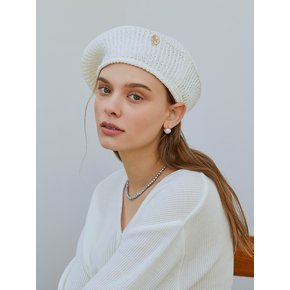 ANC GOLD LOGO KNIT BERET_IVORY