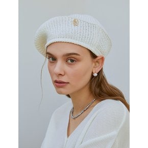 ANC GOLD LOGO KNIT BERET_IVORY