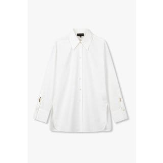 엠포리오아르마니 여성 사이드 슬릿 코튼 블라우스 A525103534001