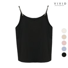 VIVID 여성 실크터치 진주장식 끈 나시