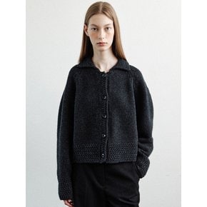 trimming point soft wool cardigan (charcoal)