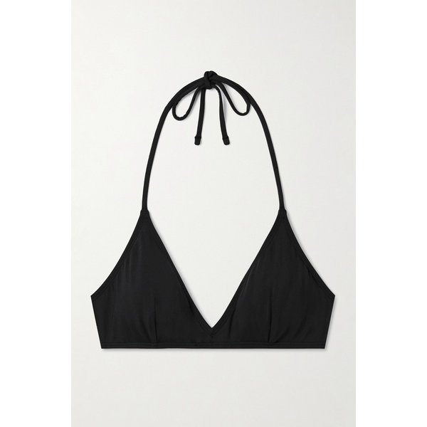 닐리 로탄 블랙 스트레치 나일론 트라이앵글 비키니 탑 46376663162974544