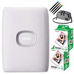 후지 필름 체키 스마트폰 포토 프린터 instax mini Link2 클레이 화이트&JP2×2&데코펜