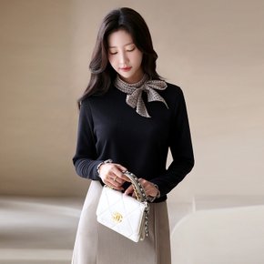 [루이스엔젤] 투웨이 도트 스카프 레이어드 골지 블라우스 티