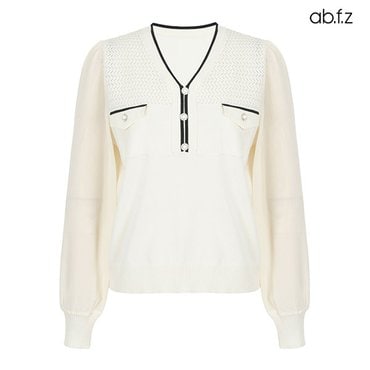 ab.f.z 시스루 소매 디테일 브이넥 니트 (AFZ1MW37A)