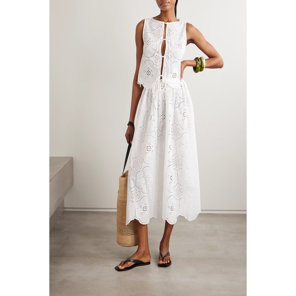 마티유 스캘럽 브로더리 앵글레즈 코튼 미디 스커트 46376663162941645