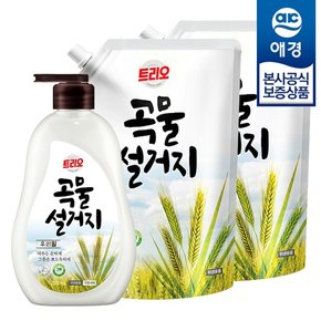 [애경] 곡물설거지 우리밀 주방세제 750ml x1개 + 리필 1.2L x2개