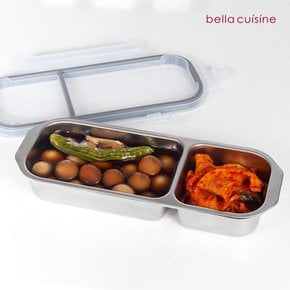 2칸 무연마제 스텐 304 칸칸 밀폐용기 700ml 나눔 반찬통 도시락통