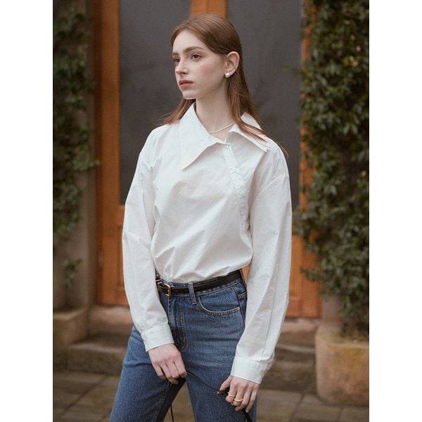 [단독]NESIS unbalance slant shirt_white