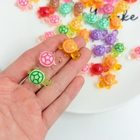 스마일 미니 거북이 파츠 50개입 지퍼백 키링 DIY