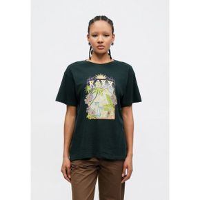 록시 써니 오버사이즈 프린트 티셔츠 - 차콜 7494797