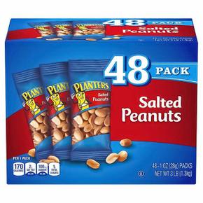 [해외직구] Planters 플랜터스 솔티드 피넛 견과류 28g 48입 2팩 Salted Peanuts (1 oz., 48 pk.